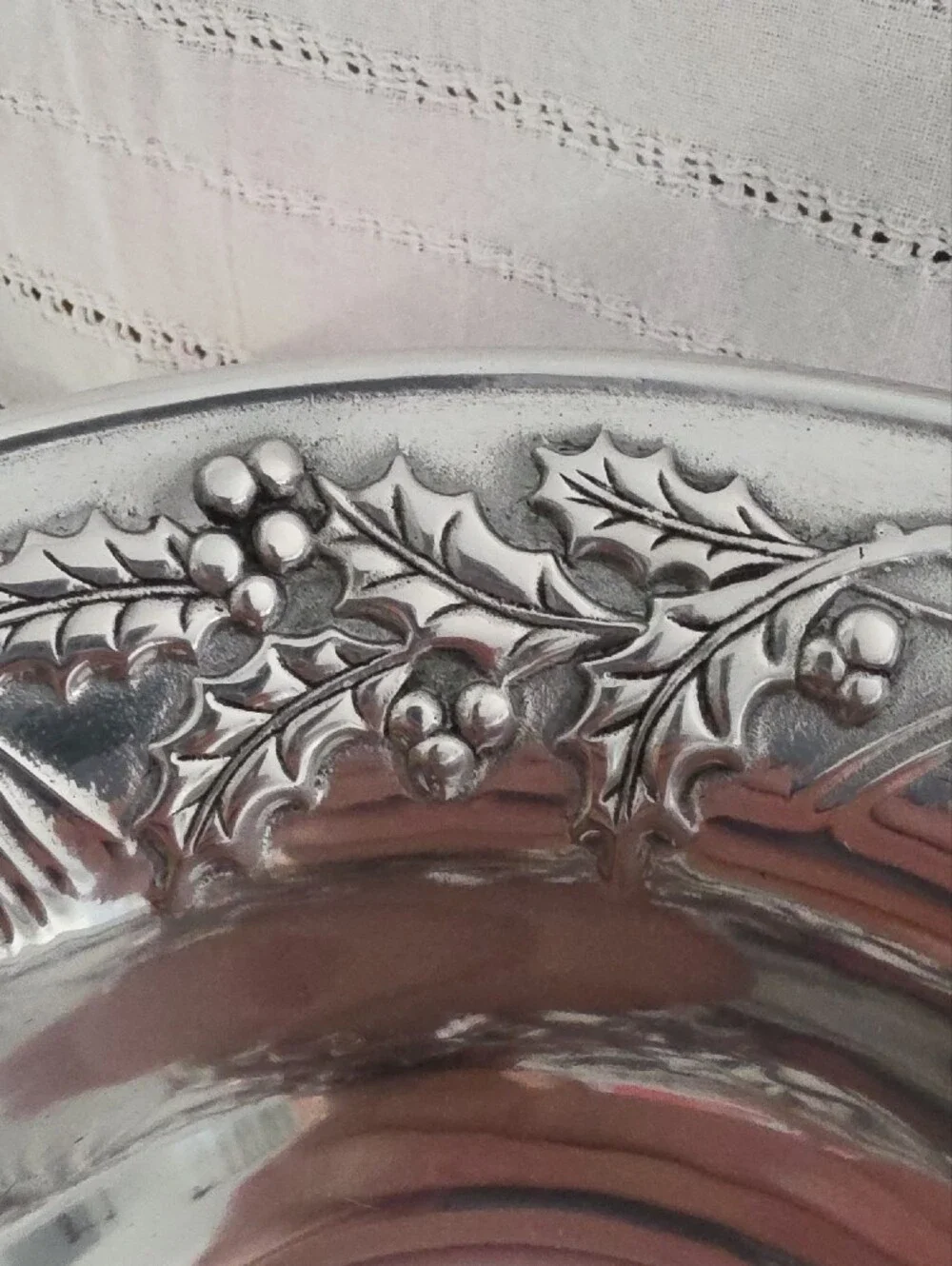 Lenox Holiday Metal Serving Bowl NIB Picone & Holly 12 Inch